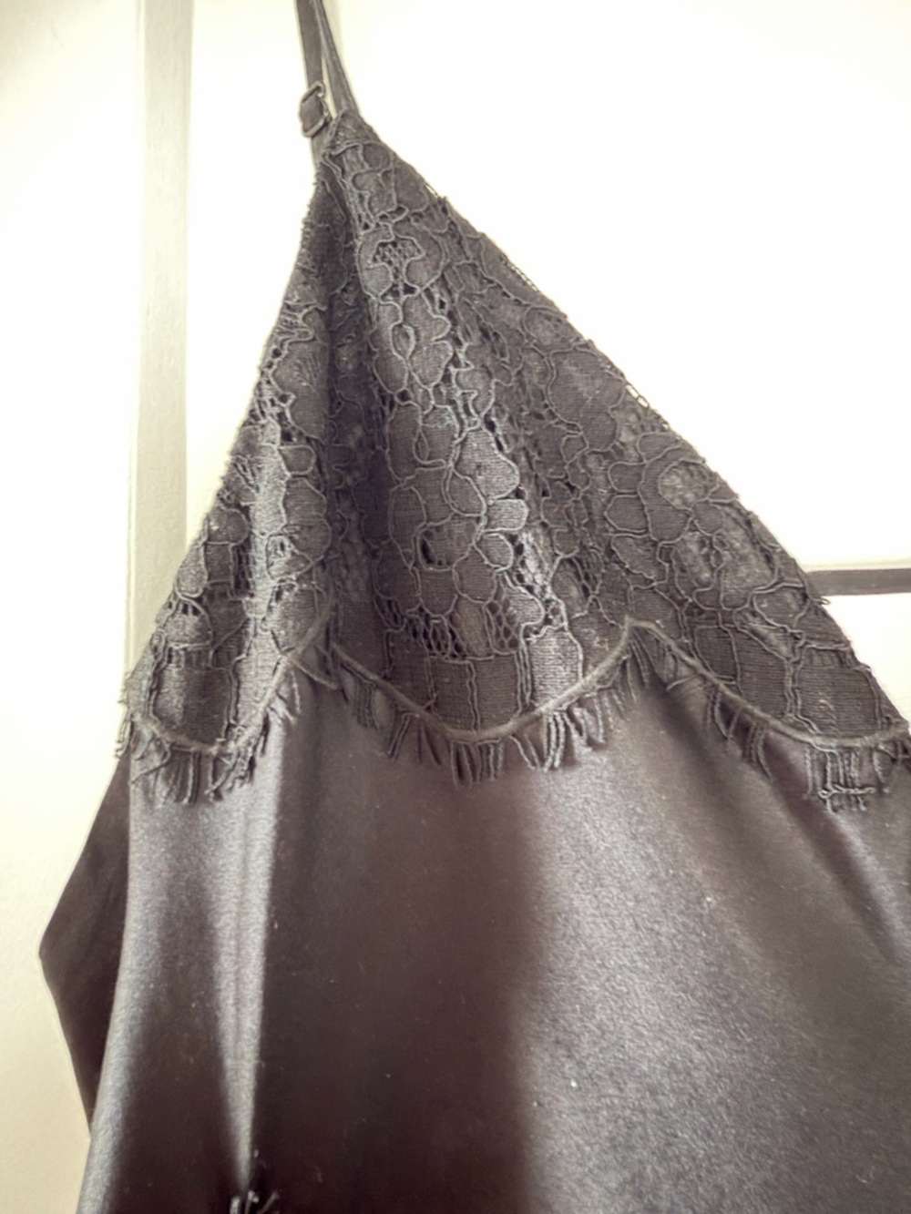 All Saints Black Satin Lace Trim Slip Dress - Picture 7 of 11